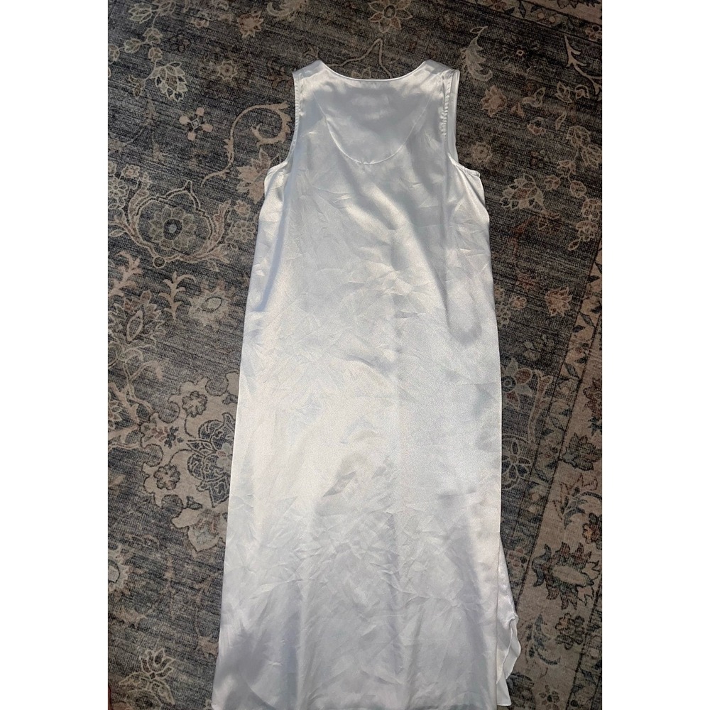 Vintage Christian Dior White Satin Slip Dress Embroidered Accent - Picture 3 of 4